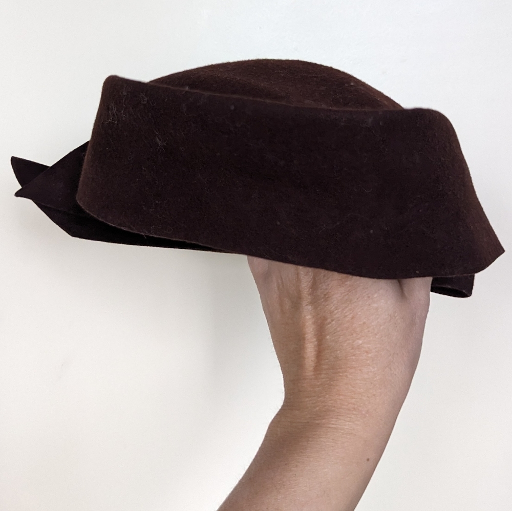 1940's WOOL TILT HAT 40's chocolate brown - Picture 4 of 7